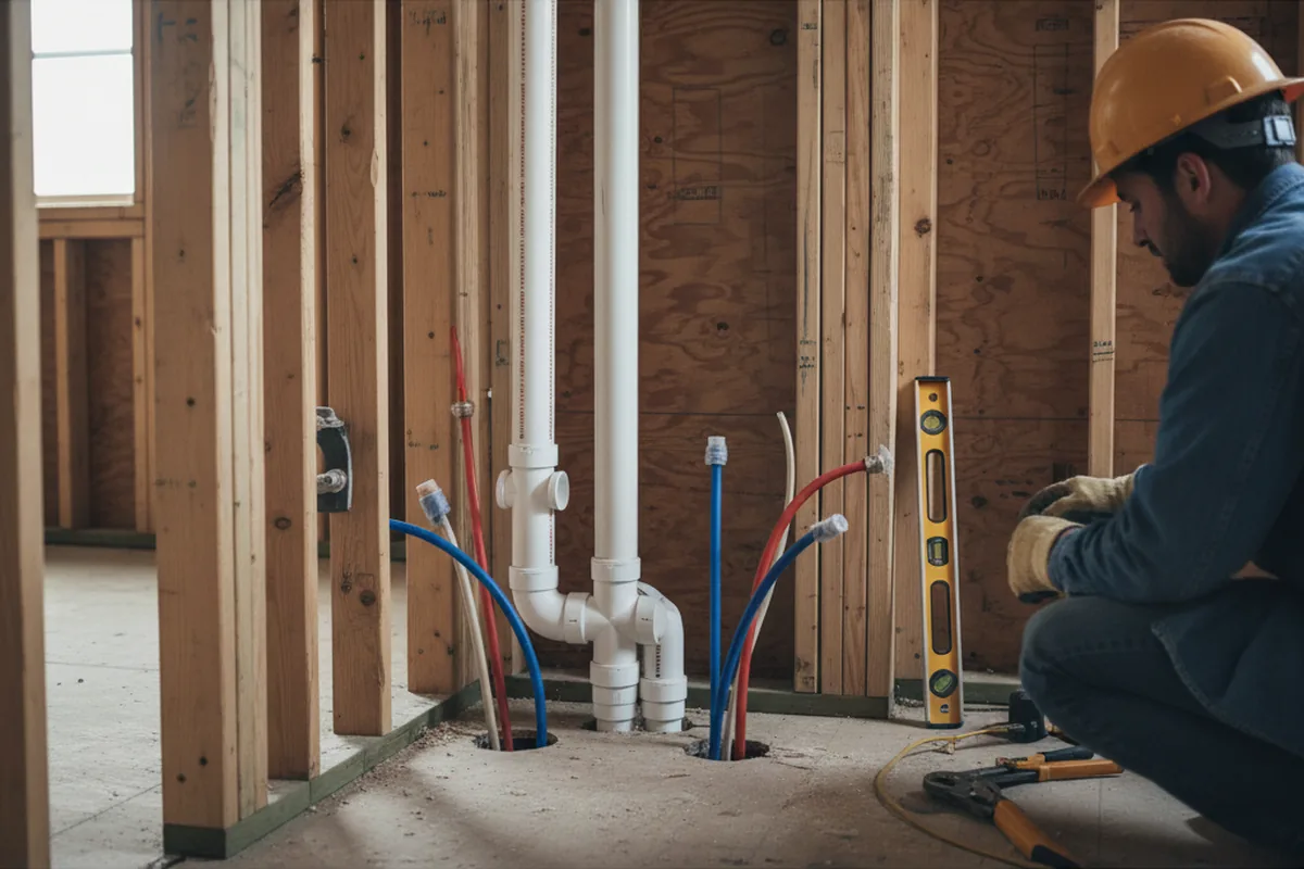 Drain and supply rough-in during Garbage Disposal Repair in Tyndall